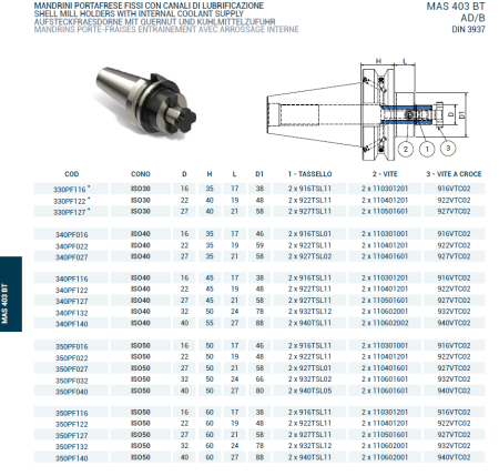 Оправка ISO40 MAS403BT P/F FISSO H45 D.22